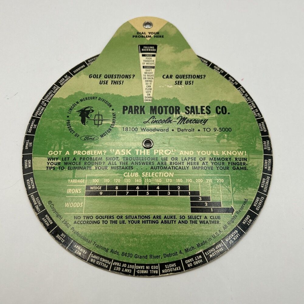 VTG 1962 Golf Problem Solver Professional Training Aid Round Dial Slide Rule